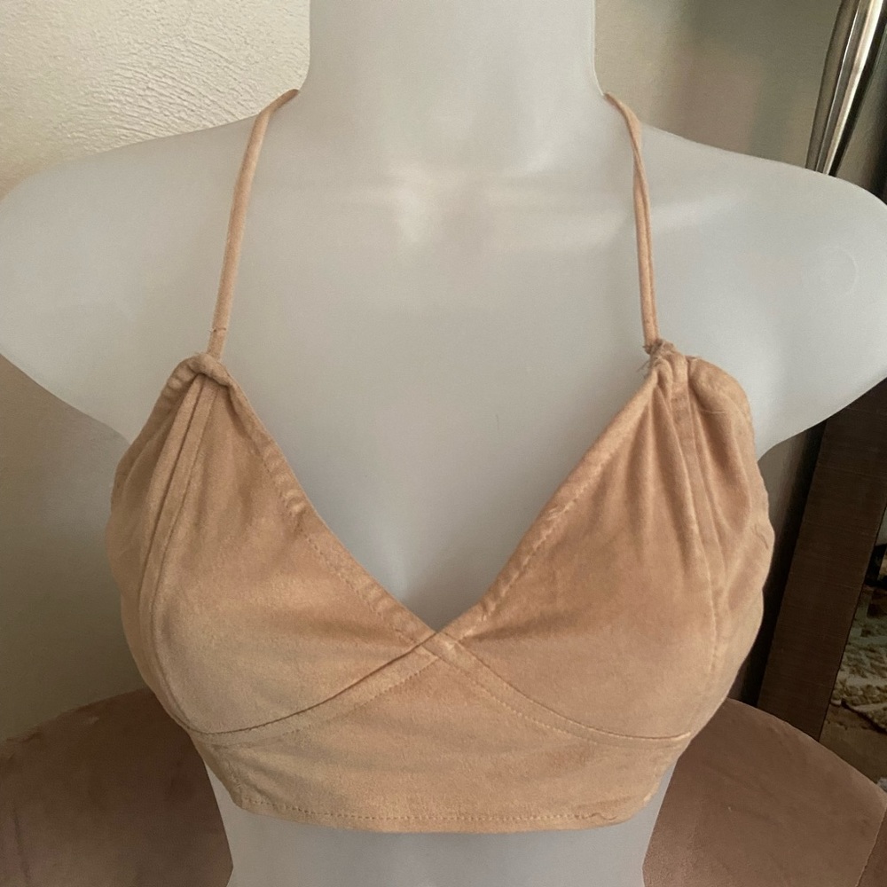 Tan suede crop top